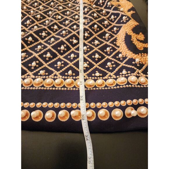 Women's fashion mock neck printed faux pearl beaded long sleeve size Large black - Picture 11 of 12